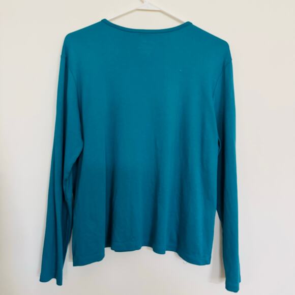 L.L. Bean Supima Cotton Button Cardigan Teal & Long Sleeve Crewneck T Shirt XL - Picture 6 of 8